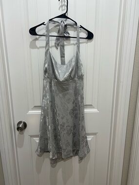 wild fable Silver Floral Halter Slip Dress